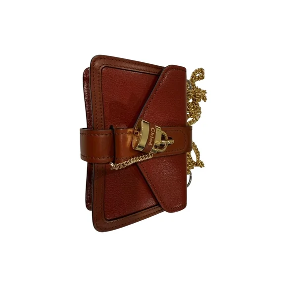 Chloe Gold and Brown Crossbody Bag with Elegant Hardware and Structured Shape - Picture 10 of 14